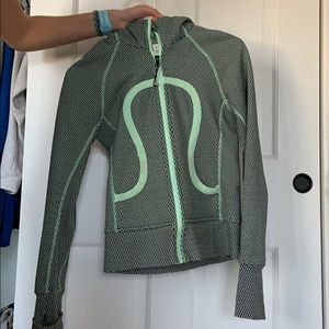 Lululemon mint green and black scuba hoodie